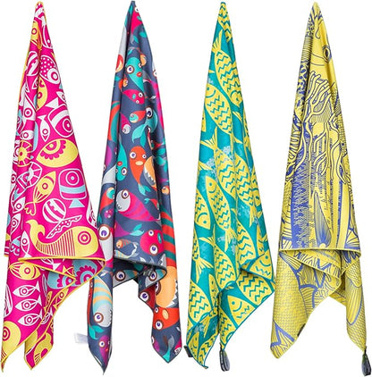 4Monster Microfiber Beach Towel Quick Dry,Super Absorbent Lightweight Travel Towel for Swimmers, Sand Free Camping Towel, Beach Towels for Pool, Swim, Water Sports,Yoga,Gym,Backpacking