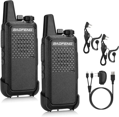 BAOFENG GT-22 Walkie Talkies for Adults Rechargeable, Long Range Two Way Radios with 1500mAh Battery, Portable Handheld VOX Handsfree with Earpieces, Holsters (2 Pack)