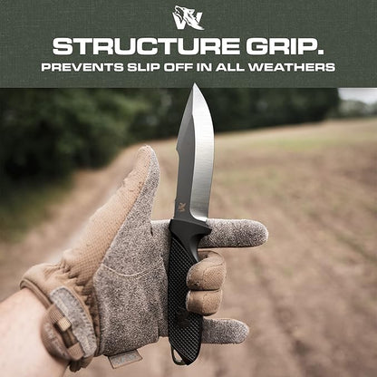 WOLF-II Full Tang Survival Knife with Sheath and Multi Lok - Strong Tactical Fixed Blade Knife - Made of D2 Steel - Bushcraft and Camping Knife - EDC Outdoor Knife with TPE Handle