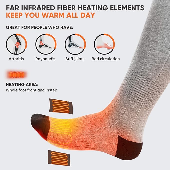 VELAZZIO Heated Socks for Men Women, Remote Control 4000mAh 3.7V Rechargeable Electric Heated Socks with 3 Heat Settings for Winter Sports