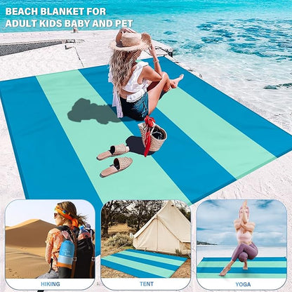Beach Blanket Oversized Extra Large 78" X 81"Waterproof Sandproof Beach Blanket 1-7 Adults Lightweight Durable for Travel Camping Hiking Picnic (78" X 81", Color5)