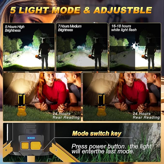 Handheld Spotlight Outdoor Flashlight with Foldable Tripod, 10000 Lumen LED Rechargeable Searchlight Spot Light, Impact Resistant Work Light with Detachable & Adjustable Handle (Large)