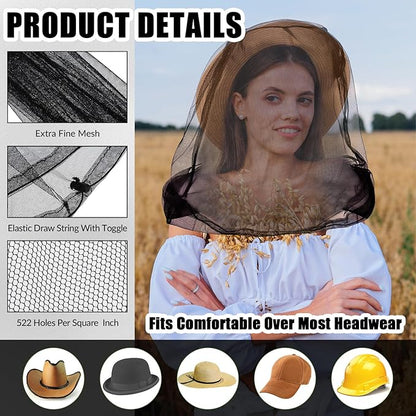 6 Pack Mosquito Head Net Bug Head Net Insects Mesh Head Net for Outdoor Face Neck Head Protecting