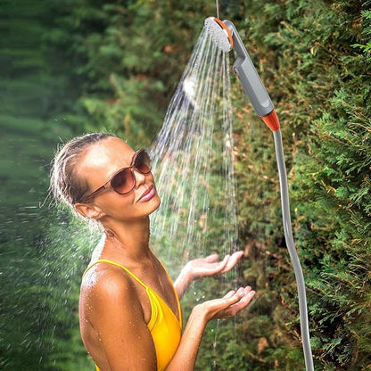 Ivation Portable Camping Shower | Compact Handheld & Hands-Free Rechargeable Outdoor Shower Head & Cleaning System w/ 3.7V Pump, 6-Ft Hose, Bidet Head, Removable Filter, Multiuse Hook & USB Cable
