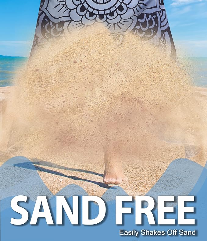 Microfiber Quick Dry Beach Towel – Lightweight Sand Free Oversized X-Large Towel Accessories Travel Must Have Swim Pool Yoga Camping Gear Summer Cruise Ship Compact Sandproof Item Gift Art Mandala