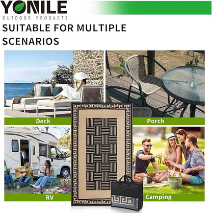 Outdoor Rug 9x12 ft Waterproof, Reversible Outdoor Plastic Straw Rug for Patios Clearance, Outdoor Area Rug Carpet RV Mat for Camping Backyard Deck Porch