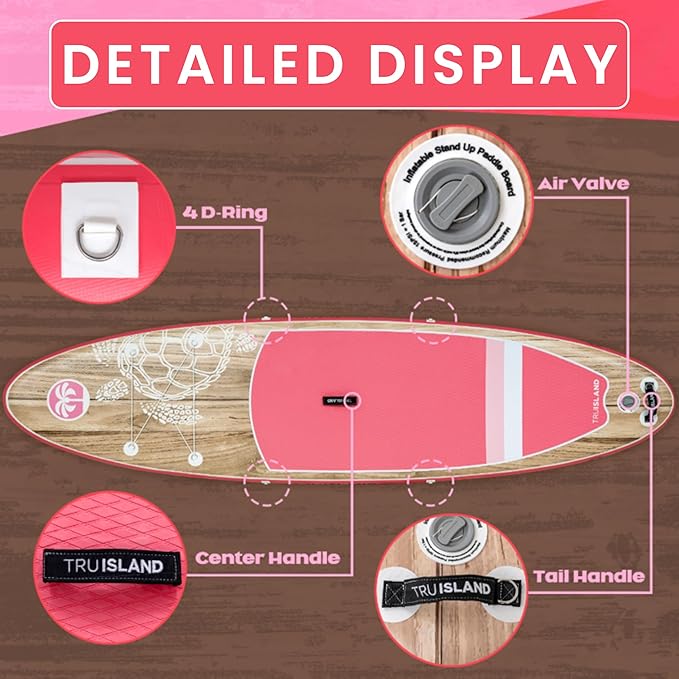TRUISLAND Inflatable Paddle Board, Stand Up Paddle Board with Backpack, Non-Slip Thickened Deckpad, Waterproof Phone Case, Leash, Paddle, Hand Pump