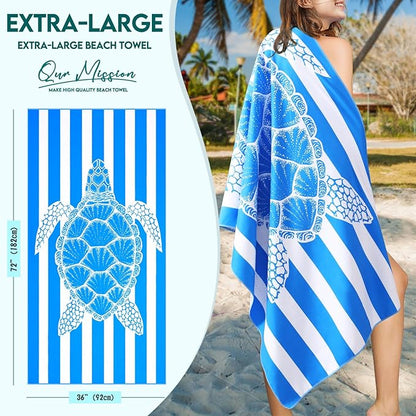 2 Packs Microfiber Oversized Beach Towel Lightweight Thin Sandproof Compact Quick Dry Clearance Towels Extra Large Sand Free Pool Travel Beach Essentials Accessories Women Adult Gift Blue Navy Turtle