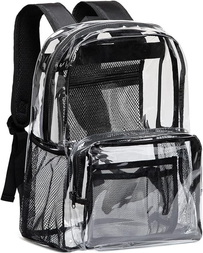 Vorspack Clear Backpack - Heavy Duty PVC Transparent See Through Backpack for College & Workplace