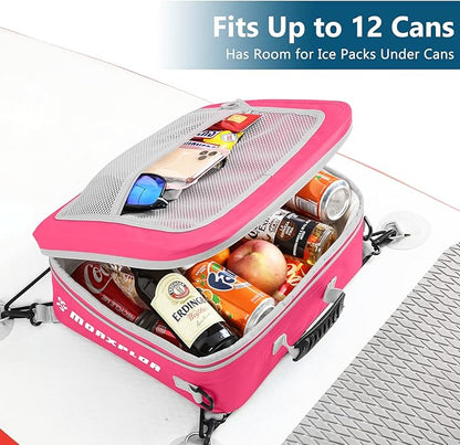 Waterproof PVC Paddleboard Cooler Deck Bag - 12 Can Soft Insulated Cooler for Paddleboarding, Camping, Kayaking