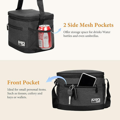 Tirrinia Insulated Lunch Box for Men/Women, Leakproof Thermal Lunch Bag for Office Picnic Work Beach Camping, Reusable Lunch Cooler Tote for Adult, Black