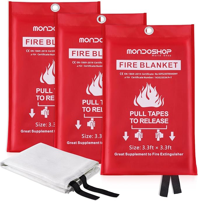 Fire Blanket for Camping Home Kitchen 3Pack Emergency Fire Blanket Fire Resistant Blanket for Garages, Workshops, Grill, Car, Office, Warehouse, School, Picnic