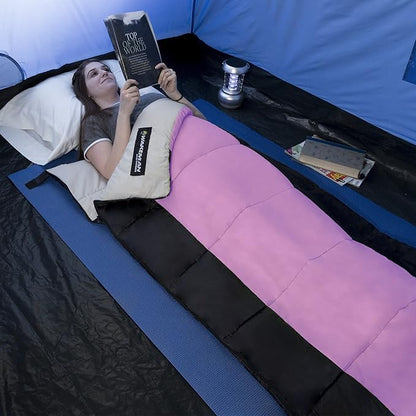 Wakeman Outdoors Sleeping Bag-Lightweight, Carrying Bag with Compression Straps Included-Great for Adults