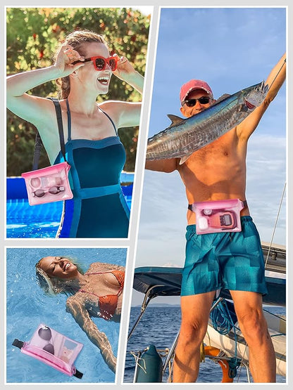 HEETA Waterproof Fanny Pack, Waterproof Pouch Dry Bag 2/3/4 Pack for Phone, Adjustable Waist Strap and Screen Touch Sensitive for Swimming Kayaking Boating Beach Fishing Diving Surfing Accessories