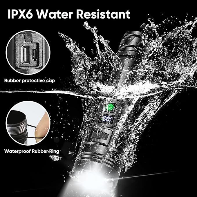 Flashlights Rechargeable 900000 High Lumens, 1500M Long Beam LED Handheld Flashlights, Super Bright Tactical Flashlight with Power Display & IPX6 Waterproof LED Flash Light for Camping Hiking
