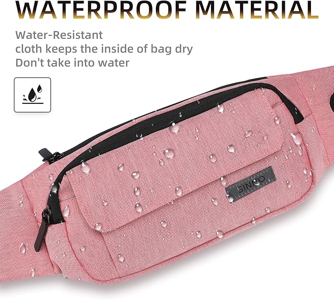 SINNO Large Crossbody Fanny Pack for Women Men Belt Bag With 4-Zipper Pockets for Travel Running Hiking Workout Dog Walking Outdoors Sport Fishing Waist Pack Bag Carrying All Phones
