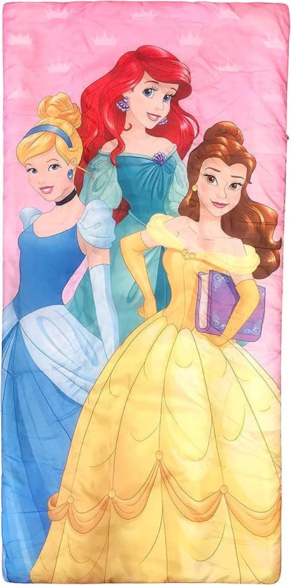 Jay Franco Disney Princess Trip Slumber Sack - Cozy & Warm Kids Lightweight Slumber Bag/Sleeping Bag - Featuring Ariel, Belle, and Cinderella