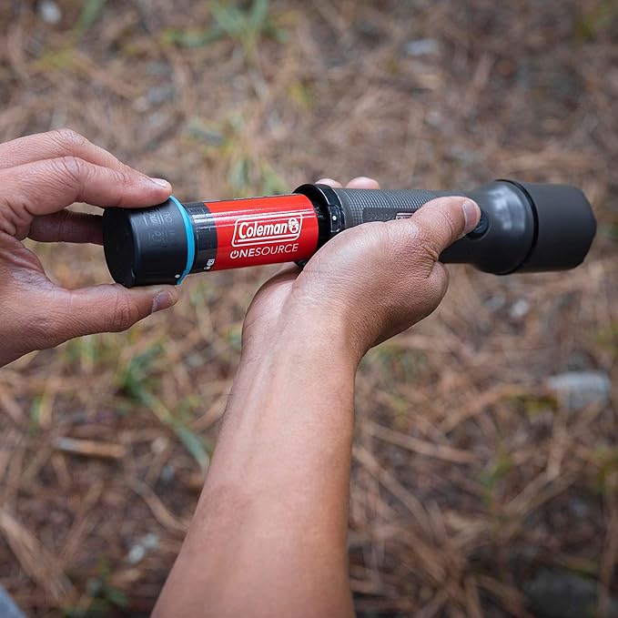 Coleman OneSource Rechargeable LED Flashlight, Water-Resistant Flashlight with OneSource Batteries Shines Up to 1000 Lumens, Rechargeable Heavy-Duty Flashlight for Camping, Emergencies, & Home Usage