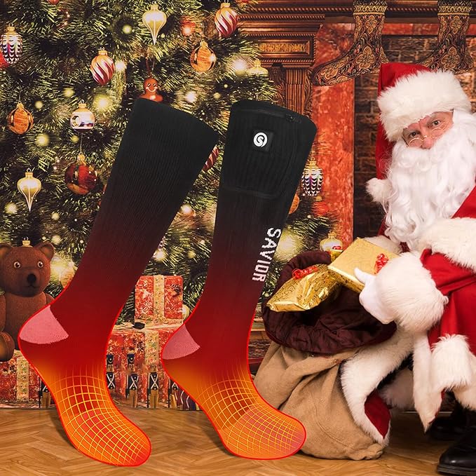 Heated Socks, Battery Rechargeable Electric Heating Socks, Thermal Warm Socks for Men Women Hiking Camping Winter Footwarmers