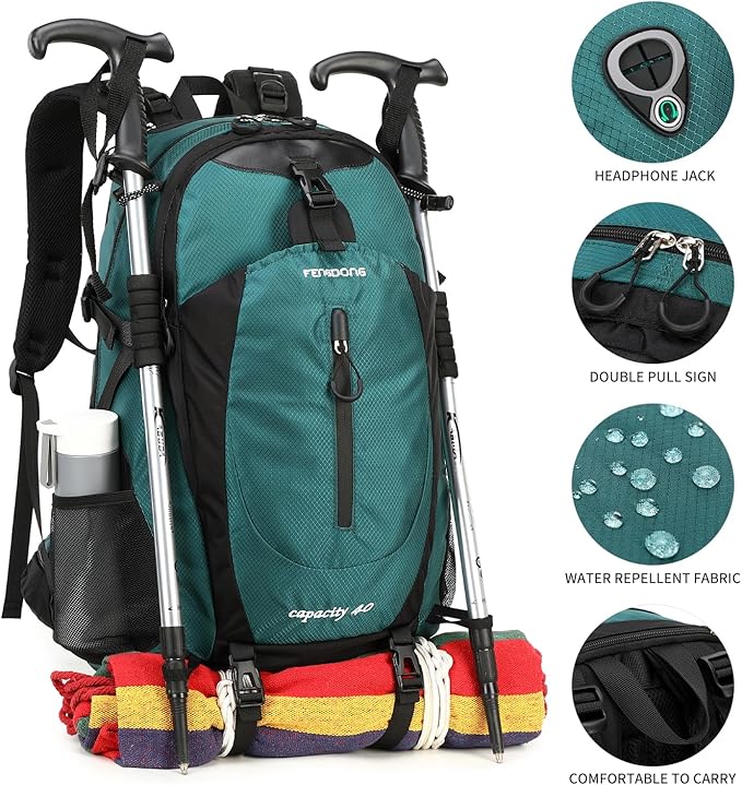 40L Waterproof Lightweight Hiking,Camping,Travel Backpack for Men Women