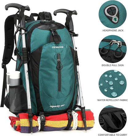 40L Waterproof Lightweight Hiking,Camping,Travel Backpack for Men Women