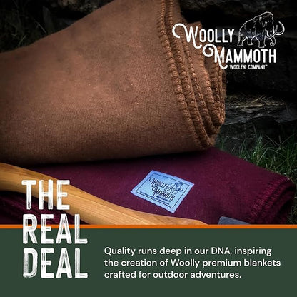 Woolly Mammoth Merino Wool Blanket - Large 66" x 90", 4LBS Camp Blanket | Throw for the Cabin, Cold Weather, Emergency, Dog Camping Gear, Hiking, Survival, Army, Outside, Outdoors – Tan