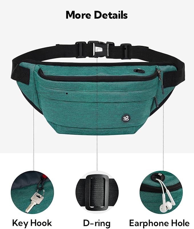 WATERFLY Fanny Pack for Men Women Water Resistant Large Hiking Waist Bag Pack Carrying All Phones for Running Walking Traveling