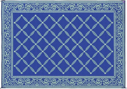 Stylish Camping 119123 9-feet by 12-feet Reversible Mat, Plastic Straw Rug, Large Floor Mat for Outdoors, RV, Patio, Backyard, Picnic, Beach, Camping (Blue/Light-Green)