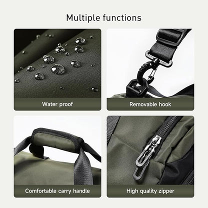 Duffel Backpack 22.5L With Shoe Compartment Waterproof Olive Green Gym Bag Travel Duffle Backpacks Weekend Shoulder Carry On Bag (3 In 1)