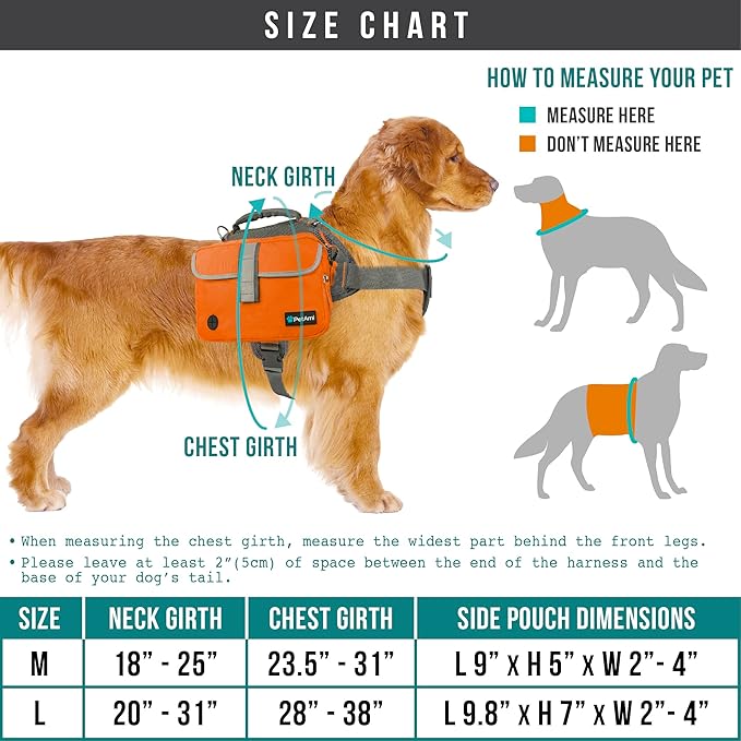 PetAmi Dog Backpack for Medium Large Dogs, Dog Saddle Bag for Dogs to Wear, Harness Saddlebag with Reflective Safety Side Pockets for Hiking, Camping, Vest Dog Pack for Travel (Green, Large)