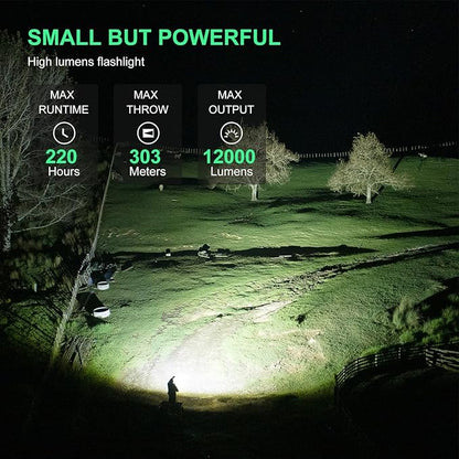 WUBEN X1 Rechargeable Flashlight 12000 Lumens, Super Bright Tactical Flashlights, Fast Charging 7 Light Modes Programmable, IP55 Waterproof High Powered Flashlights for Emergency, Rescue, Inspection