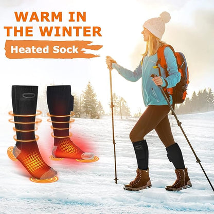 Heated Socks, Rechargeable Electric Socks with 3 Heat Settings, 8 Hours Heating time Winter Foot Warmers with Large Capacity Batteries for Men/Women