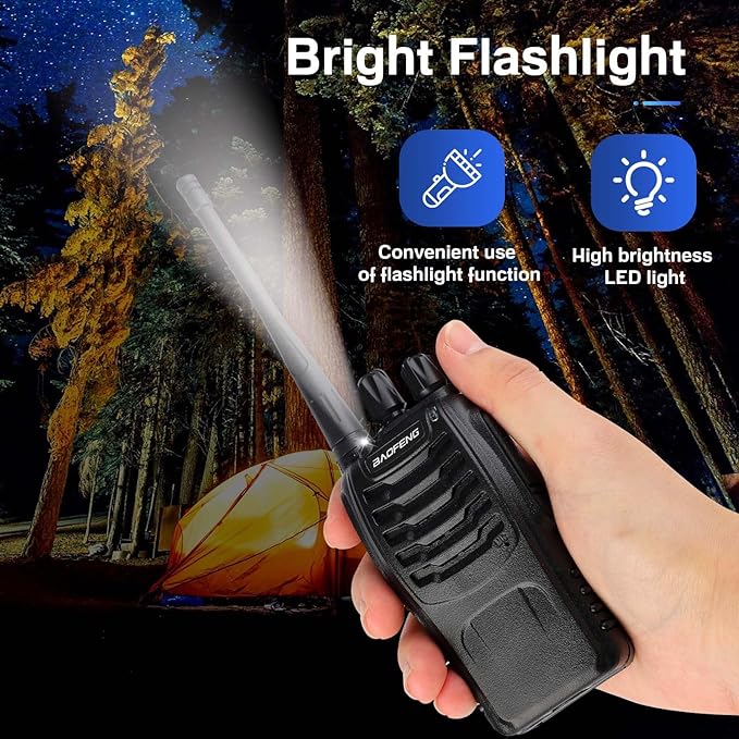Baofeng Walkie Talkies 888S Rechargeable Long Range with Earpieces for Adults, 16 Channel Professional Radio Handheld Two Way Radios Li-ion Battery and Charger Included (6pack with 6earpiece)