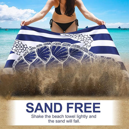 2 Packs Microfiber Oversized Beach Towel Lightweight Thin Sandproof Compact Quick Dry Clearance Towels Extra Large Sand Free Pool Travel Beach Essentials Accessories Women Adult Gift Blue Navy Turtle