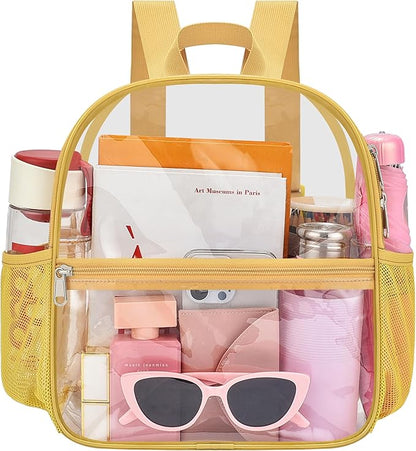 Oraben Clear Backpack for Stadium Events Clear Stadium Backpack 12x6x12 Bag (Nylon Shoulder Straps, Gold)