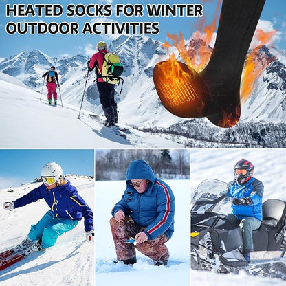 Heated Socks for Men Women Battery Electric Heated Socks Rechargeable 7.4V 2200mAh up to 6.5hrs for Outdoor Skiing Hiking Camping Working, Cold Weather Foot Warmer