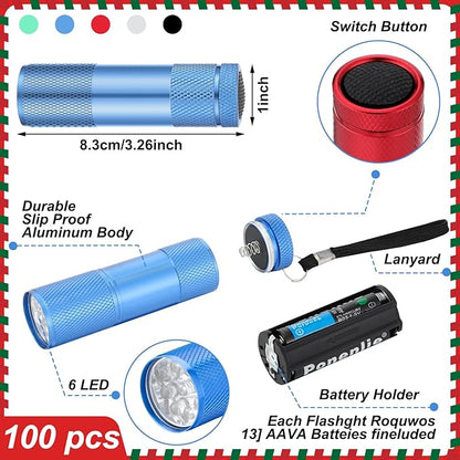 VIHOSE 50 Pcs Mini Flashlight Set, Assorted Colors, Battery Powered, Lightweight, Ideal for Camping, Reading, Emergencies