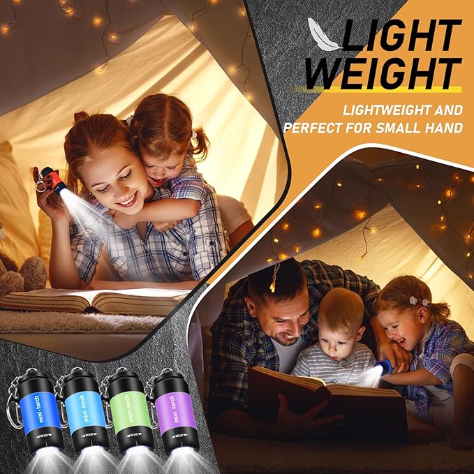 Retisee 24 Pieces Mini Flashlight Keychains Bulk Rechargeable Small Led Flashlight for Kids Portable Multicolor Flashlight Keychain Lamp for Travel Camping Party Favors