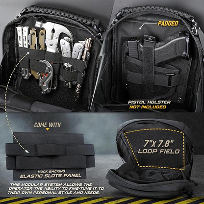 WYNEX Tactical Molle Admin Pouch, Utility EDC Pouch Organizer Modular Tool Pouch of Double Layer Design Medical EMT Attachment Bag Large Capacity with Elastic Webbing Insert Panel