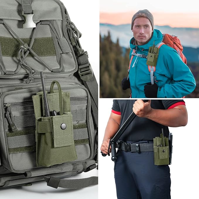 FRTKK Tactical Radio Holder Radio Holster Molle Radio Pouch Universal Radio Case Military Heavy Duty Radio Bag for Police Firefighter Two Ways Walkie Talkies Vest