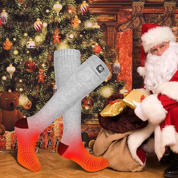 Heated Socks, Battery Rechargeable Electric Heating Socks, Thermal Warm Socks for Men Women Hiking Camping Winter Footwarmers