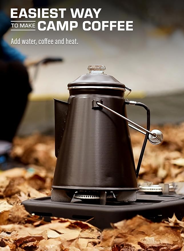 COLETTI Classic Coffee Percolator — Percolator Coffee Pot, Camp Coffee Maker – The Original Camping Coffee Pot, Now Modernized – For Campsite Brewmasters Everywhere [Matte Gray Enamel, 12 Cup]