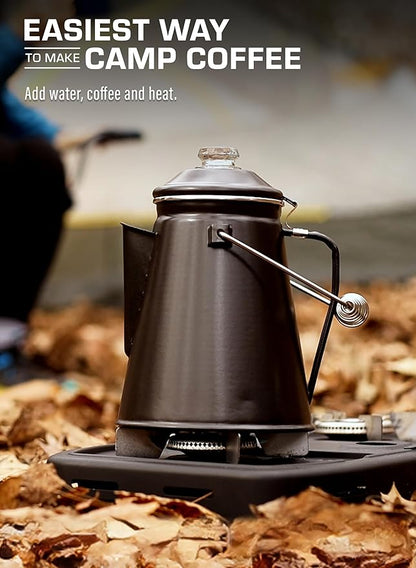 COLETTI Classic Coffee Percolator — Percolator Coffee Pot, Camp Coffee Maker – The Original Camping Coffee Pot, Now Modernized – For Campsite Brewmasters Everywhere [Matte Gray Enamel, 12 Cup]