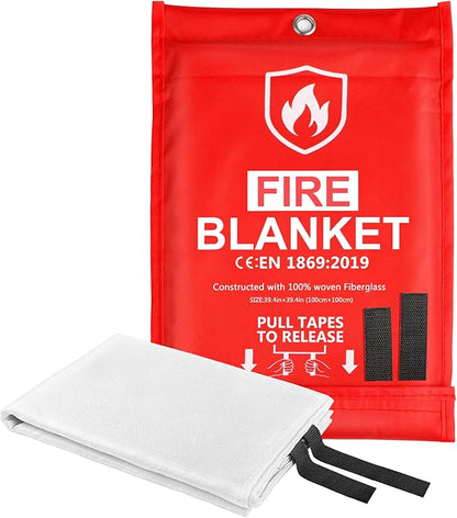 HOMEXCEL Fire Blanket Emergency for Home and Kitchen - 1 Pack, Emergency Fire Retardant Blankets, Flame Suppression Fiberglass Fire Blanket for House Camping Grill Car Office Warehouse Survival Safety
