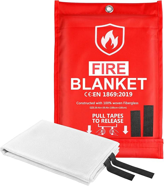 HOMEXCEL Fire Blanket Emergency for Home and Kitchen - 1 Pack, Emergency Fire Retardant Blankets, Flame Suppression Fiberglass Fire Blanket for House Camping Grill Car Office Warehouse Survival Safety