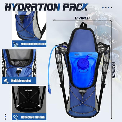 2 Pack Hydration Backpack Pack with 2L Water Bladder, Hiking Backpack with Hydration Bladder Water Rucksack Backpack Bladder Bag Cycling Bicycle Bike/Hiking Climbing Pouch