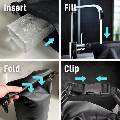 Alaskey® Ice Bath Shower - Hot or Cold Shower Bag with Ice Block - Your Portable Cold Shower System, Ideal for Camping Shower, Cold Therapy Routine, Muscle Recovery, and More...