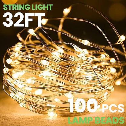 Rechargeable Camping String Lights, Portable Outdoor LED String Light for 2-in-1(32 Ft), Yard Tent Hanging Garden Party Festival Decor Waterproof String Lights
