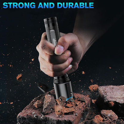 Led Flashlight, Recharge Tactical Flashlights High Lumens 10000, Zoomable Waterproof Flash Lights for Emergency, Outdoor, Home, Camping, Hiking