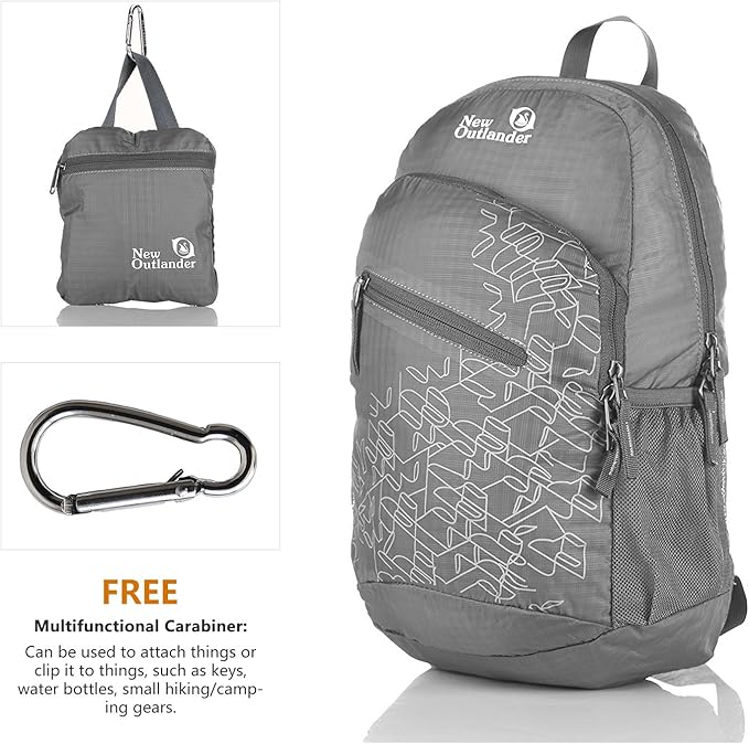 Outlander Packable Handy Lightweight Travel Hiking Backpack Daypack-Grey-L